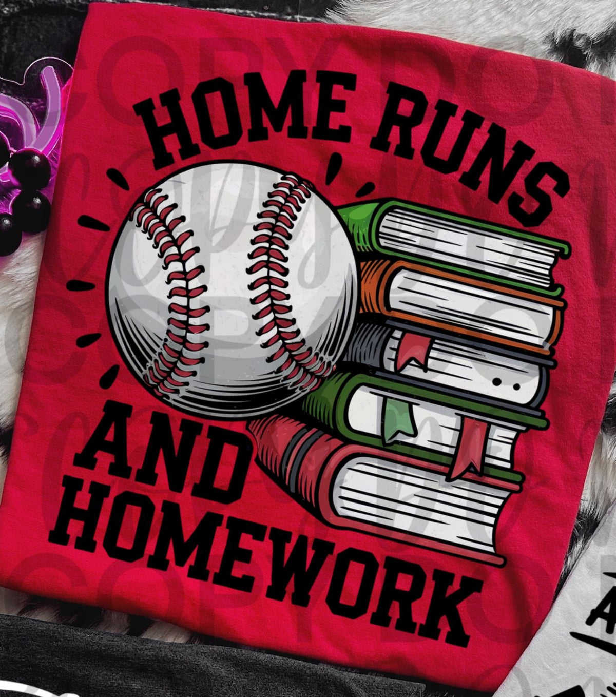 Home runs and Homework BASEBALL (Starlight) DTF transfer