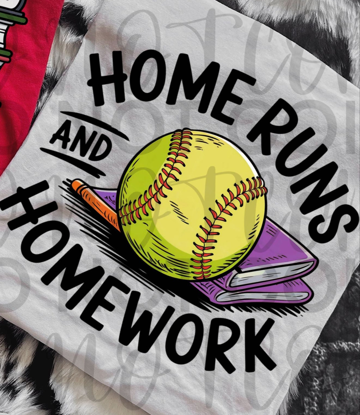 Home runs and Homework SOFTBALL (Starlight) DTF transfer