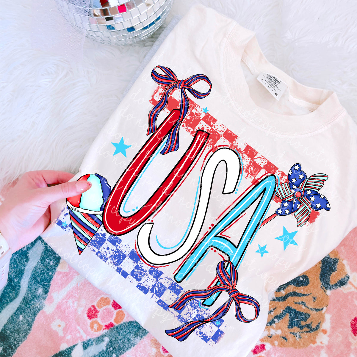 USA Checkered with bows (MMD) 101020 DTF transfer