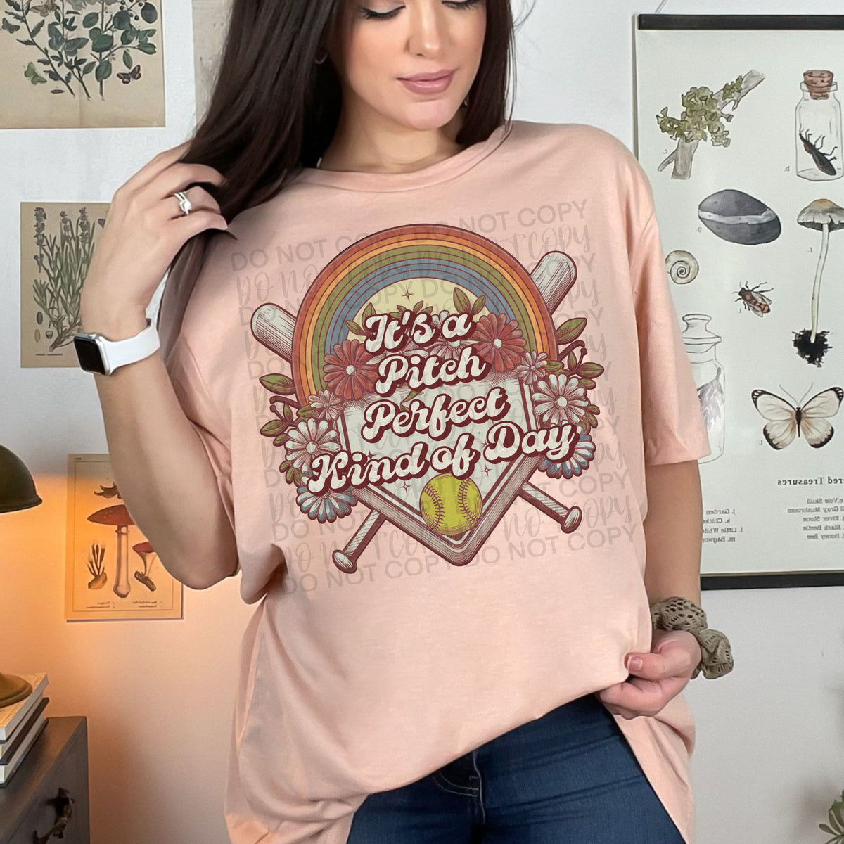 It's a pitch perfect kind of day rainbow SOFTBALL (Starlight) DTF transfer