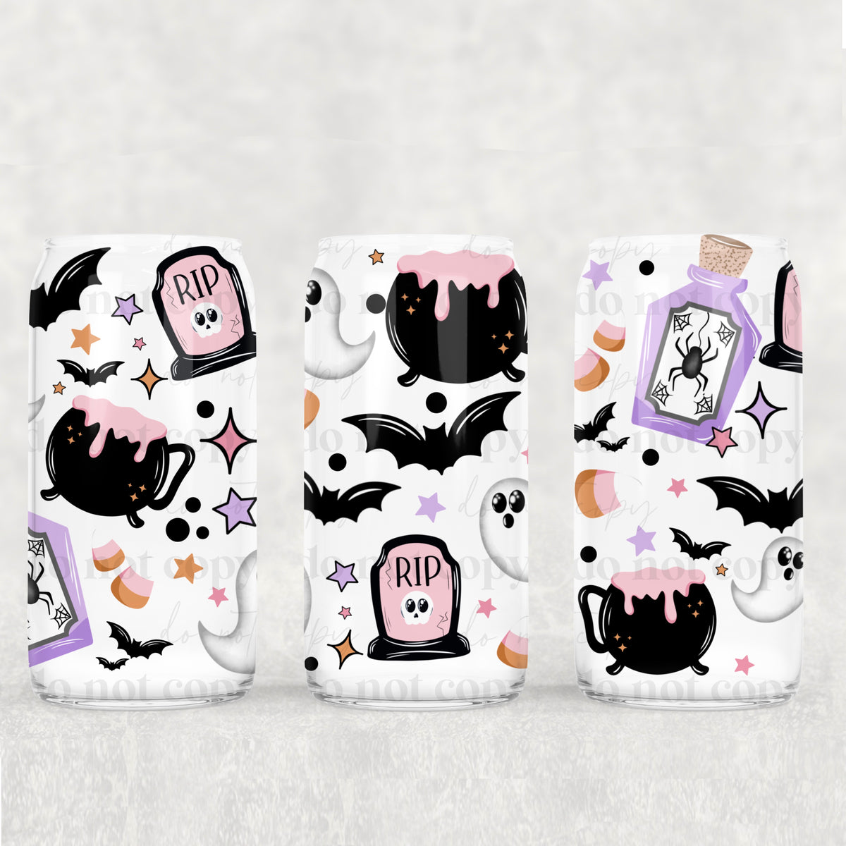 5164 pink purple and black halloween collage (CSC) UV DTF WRAP