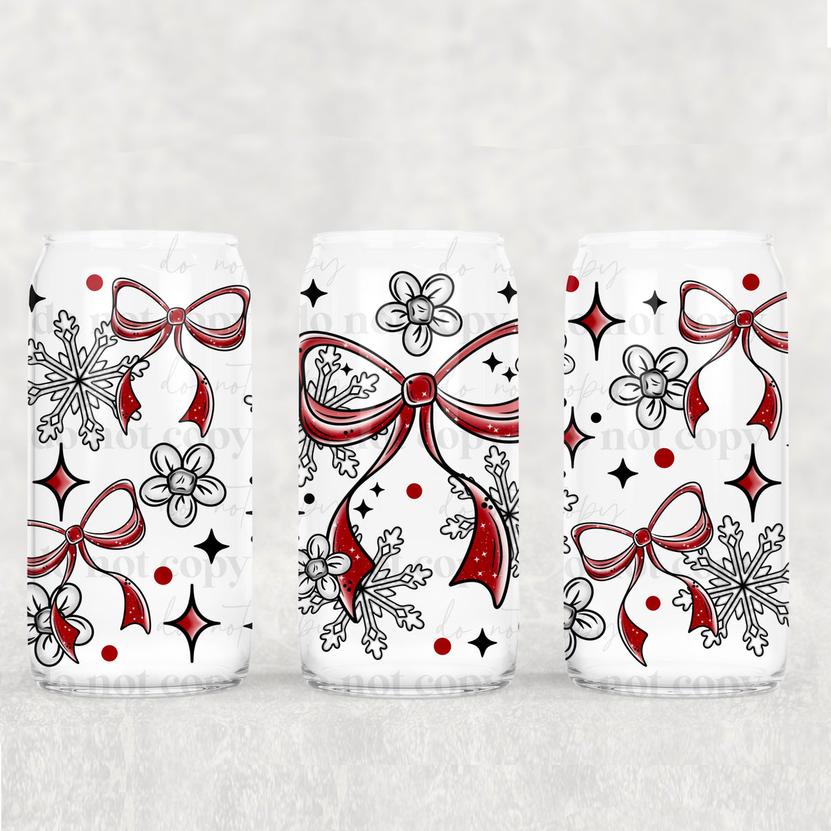 5205 red bow snowflakes (CSC) UV DTF WRAP