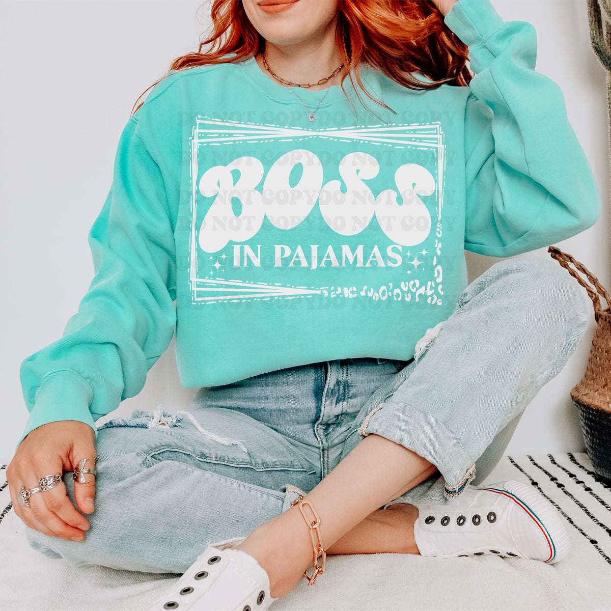 Boss in pajamas WHITE 34535 DTF transfer