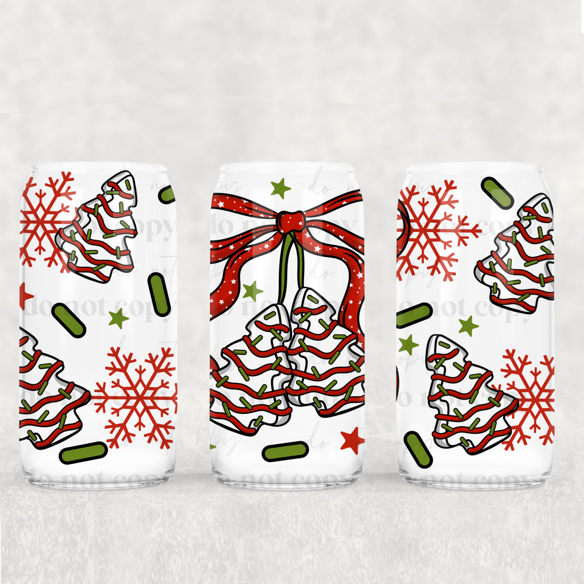 5264 christmas tree cakes hanging on bow (CSC) UV DTF WRAP