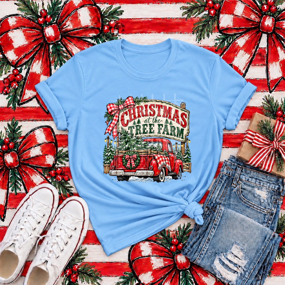 Christmas at the tree farm red truck (PH) DTF Transfer