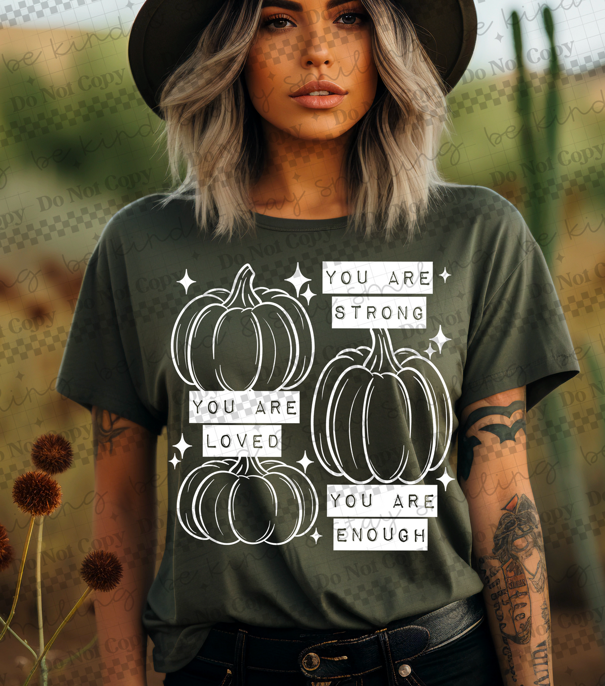 You are strong pumpkins WHITE (CMLD) DTF Transfer