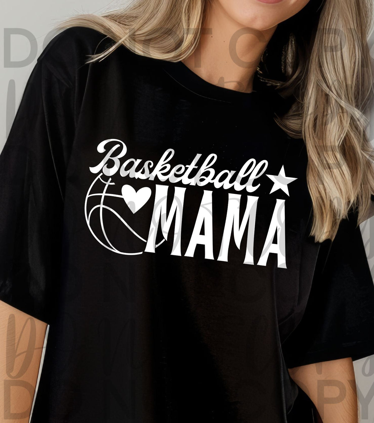 Basketball Mama with heart WHITE (Starlight) DTF transfer