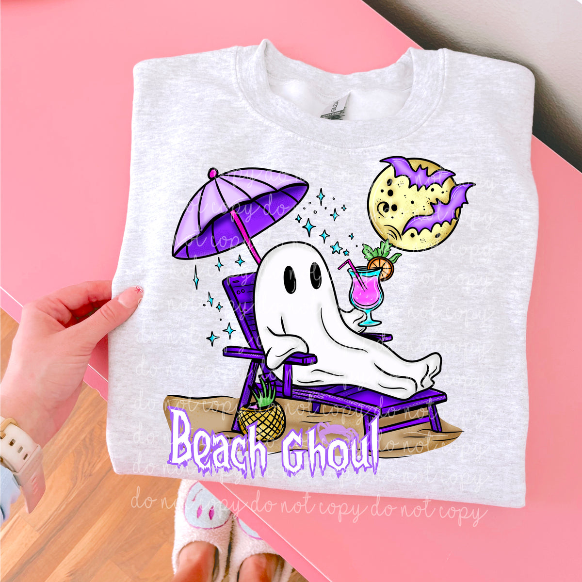 Beach Ghoul purple chair with ghost (Moonmade) 102746 DTF transfer