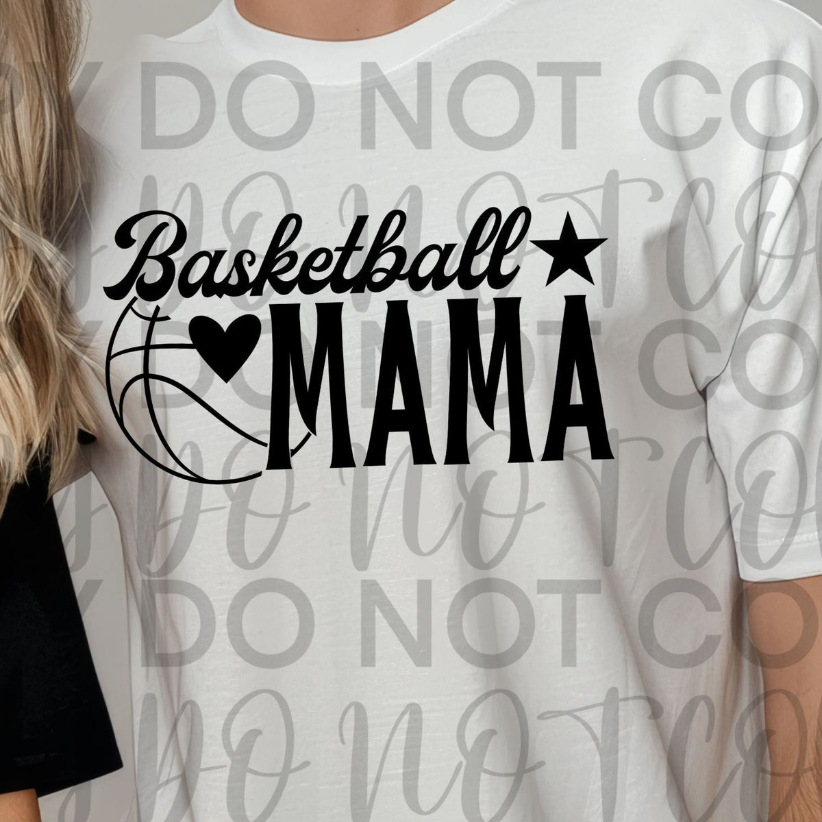 Basketball Mama with heart BLACK (Starlight) DTF transfer