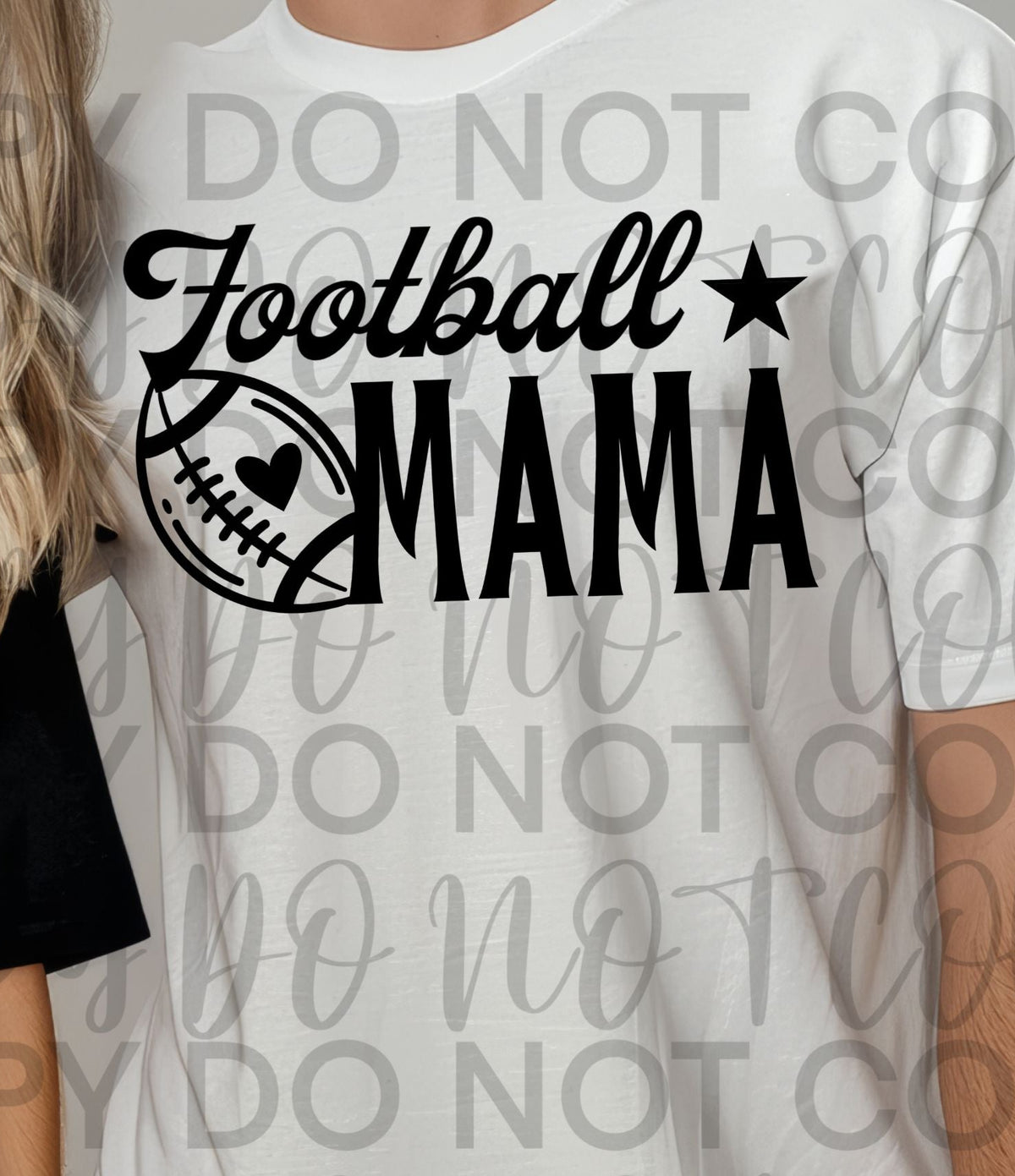 Football Mama with heart BLACK (Starlight) DTF transfer
