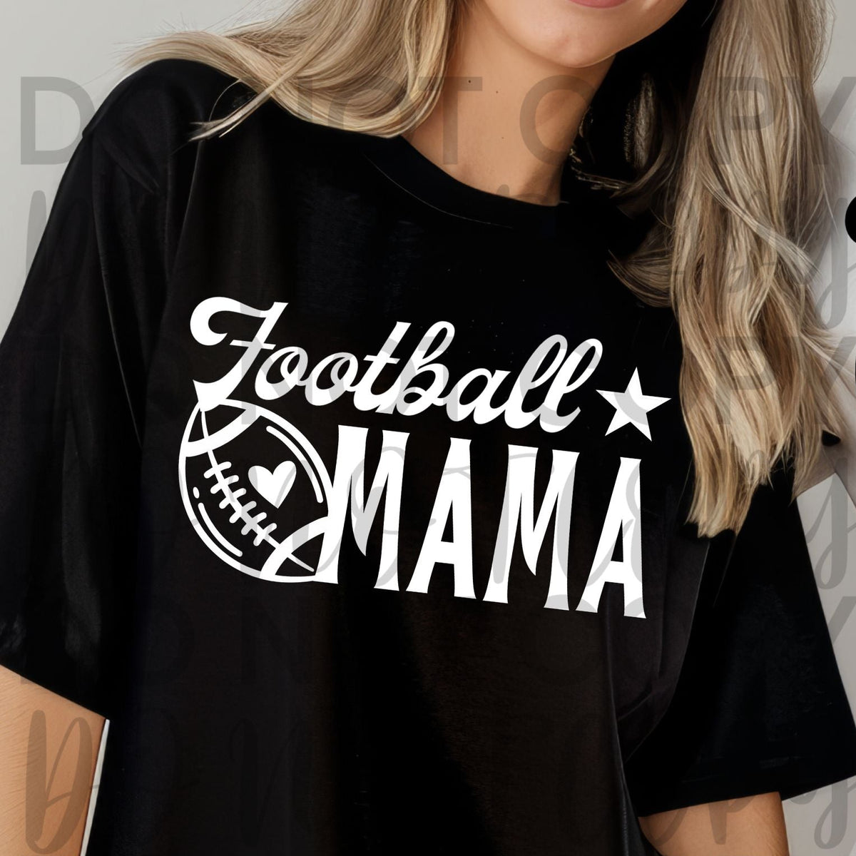 Football Mama with heart WHITE (Starlight) DTF transfer