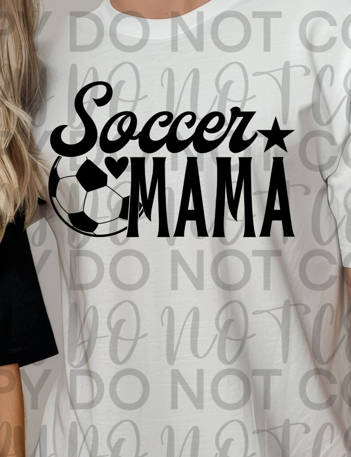 Soccer Mama with heart BLACK (Starlight) DTF transfer