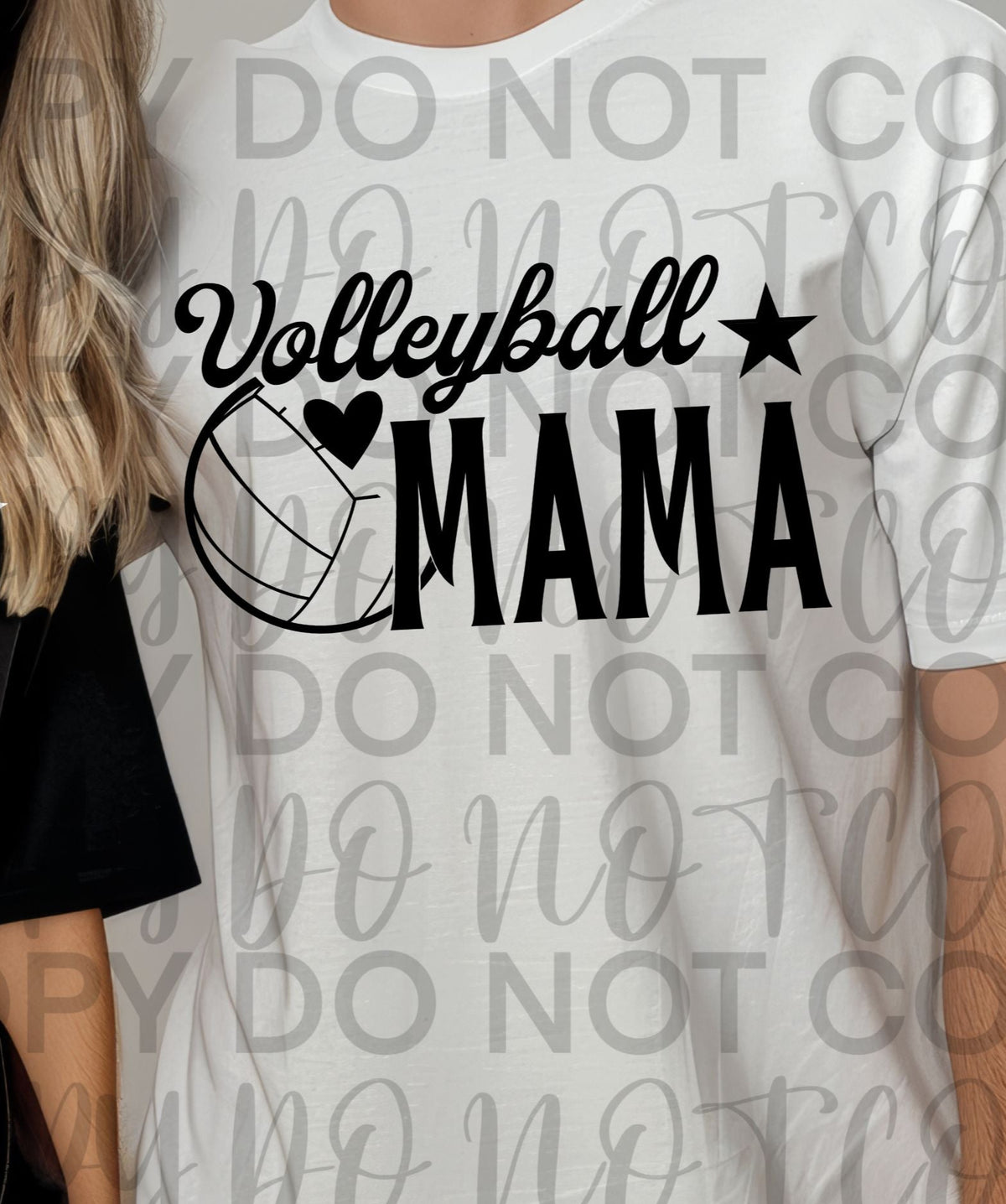 Volleyball Mama with heart BLACK (Starlight) DTF transfer