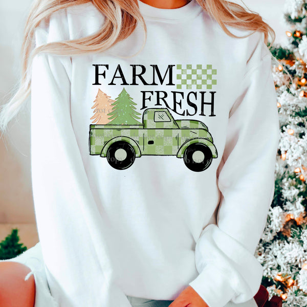 Farm fresh (green checkered truck) 11183 DTF TRANSFER