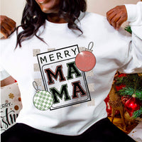 Merry Mama with ornaments and checkered print 11185 DTF TRANSFER