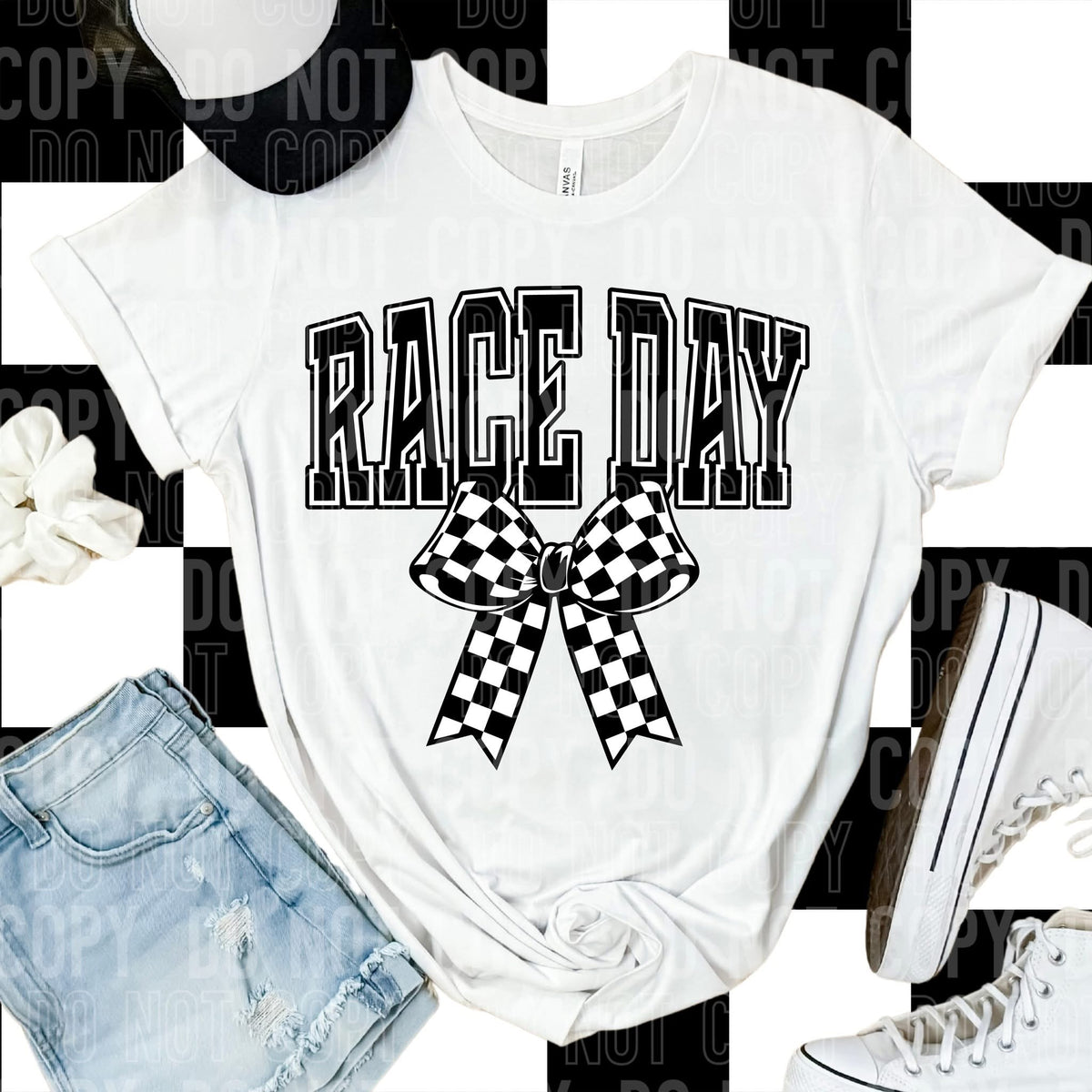 Race Day Checkered Bow (SBB) 83801 DTF Transfer