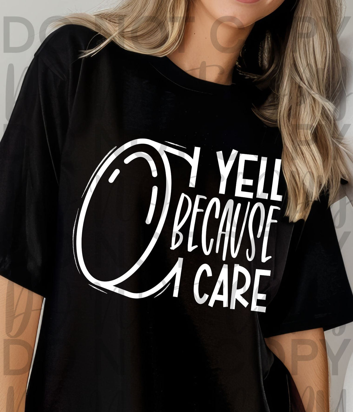 I Yell Because I Care HOCKEY WHITE (Starlight) DTF transfer