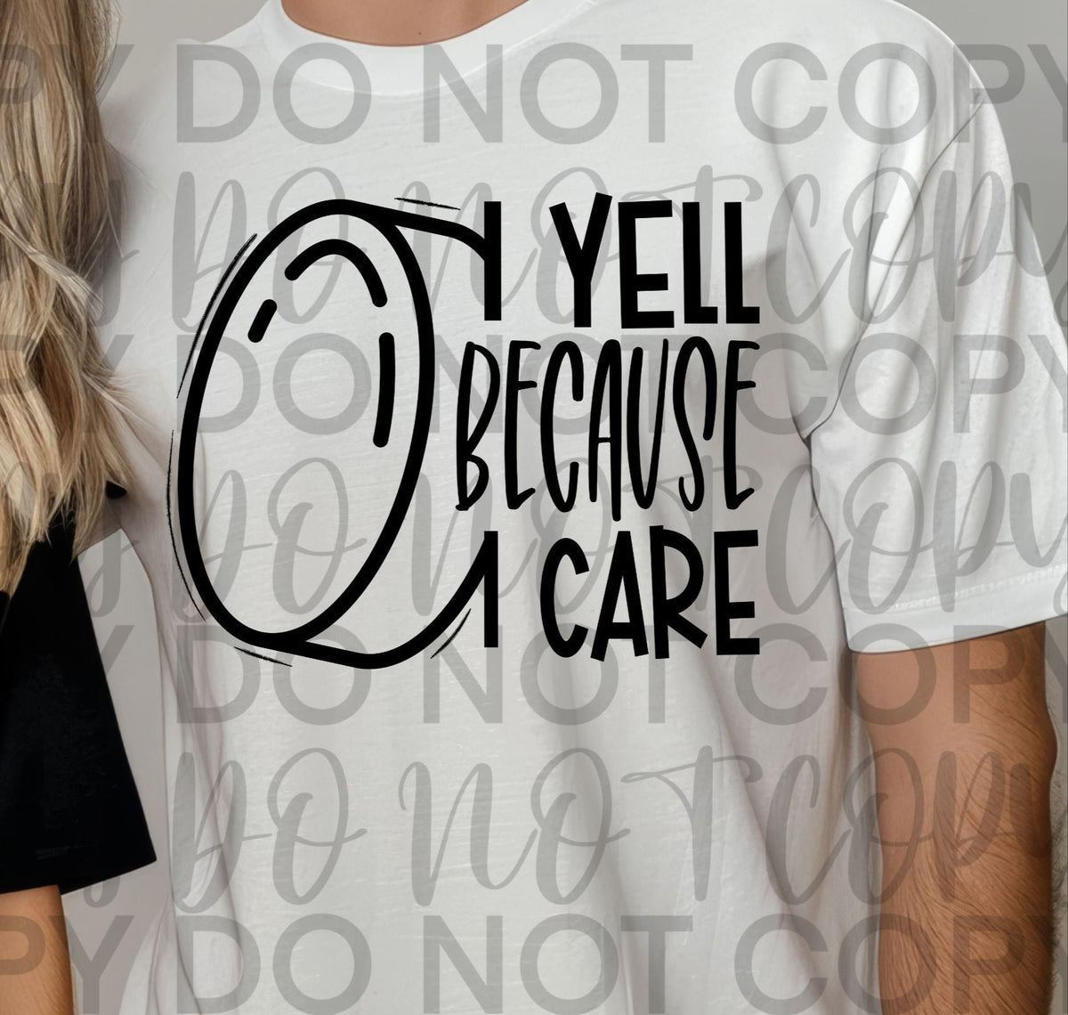 I Yell Because I Care HOCKEY BLACK (Starlight) DTF transfer