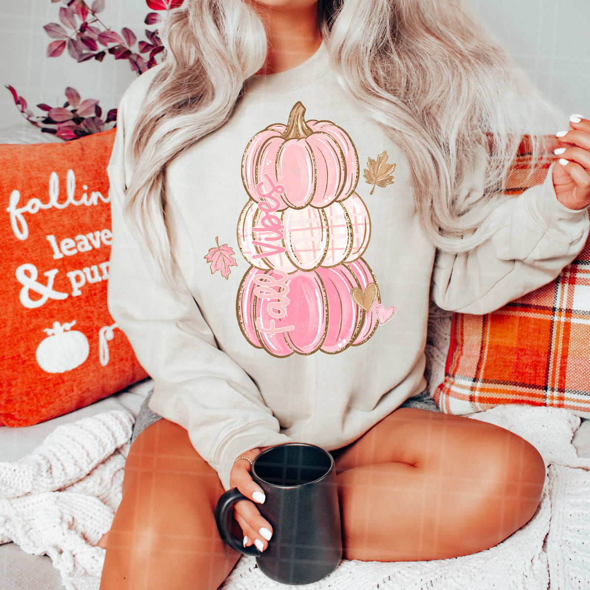 Fall vibes pink pumpkins (Virgo) DTF Transfer