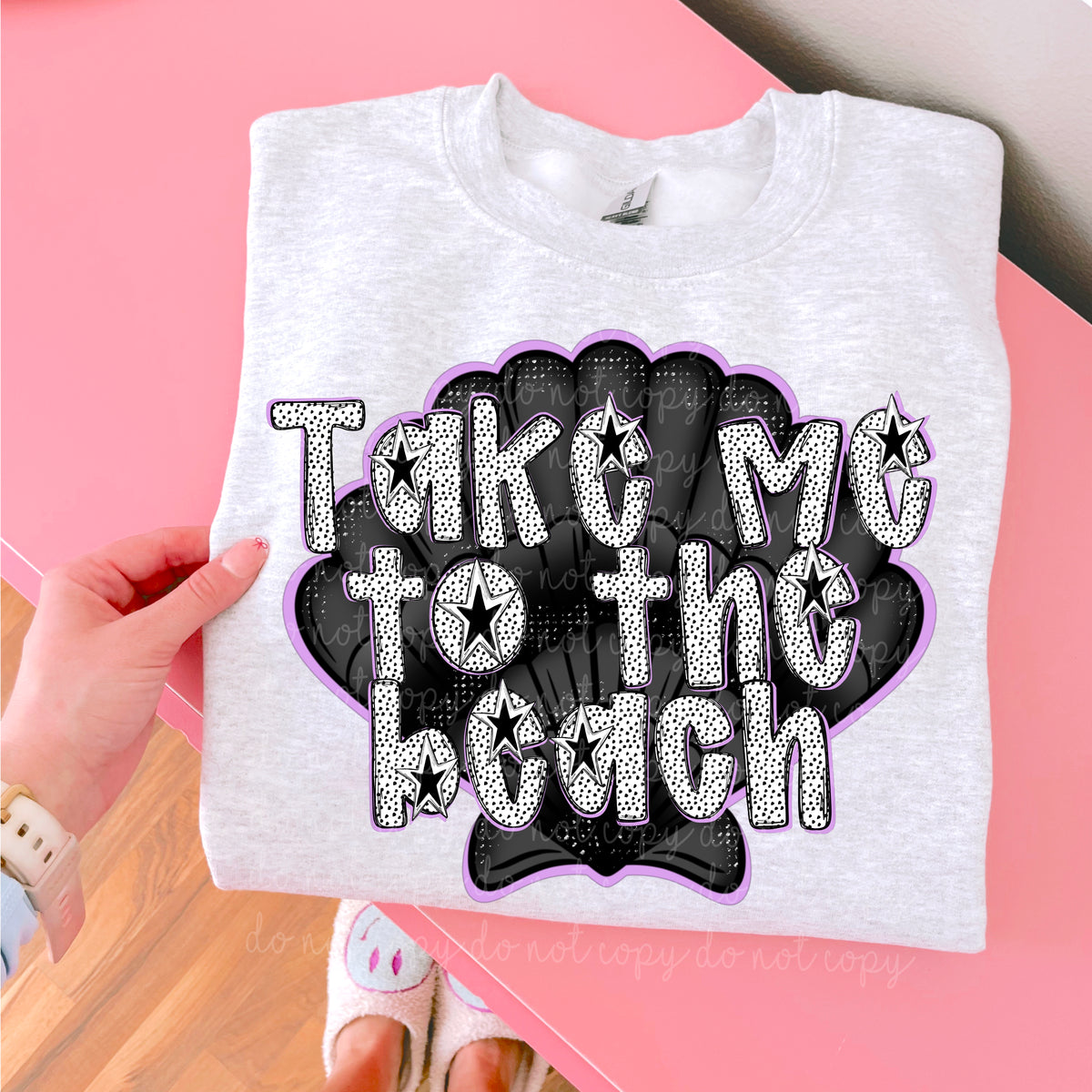 Take me to the beach black seashell (moonmade) 105003 DTF transfer