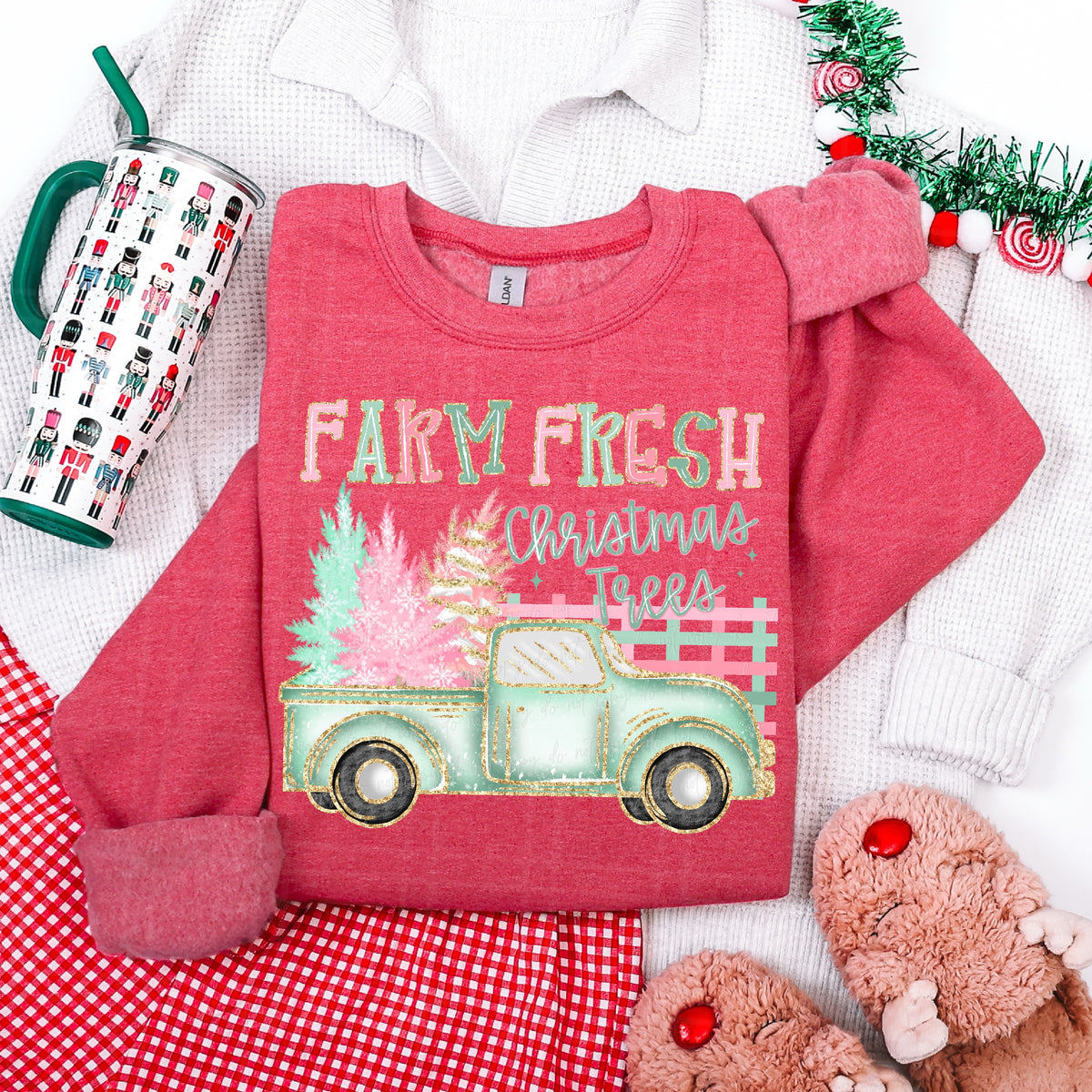 Farm fresh Christmas trees faux gold outline (Virgo) DTF Transfer