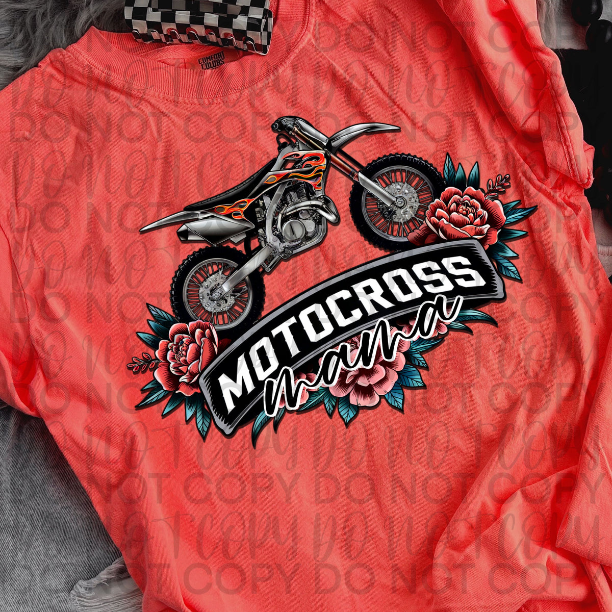 Motocross Mama Florals (Starlight) DTF transfer