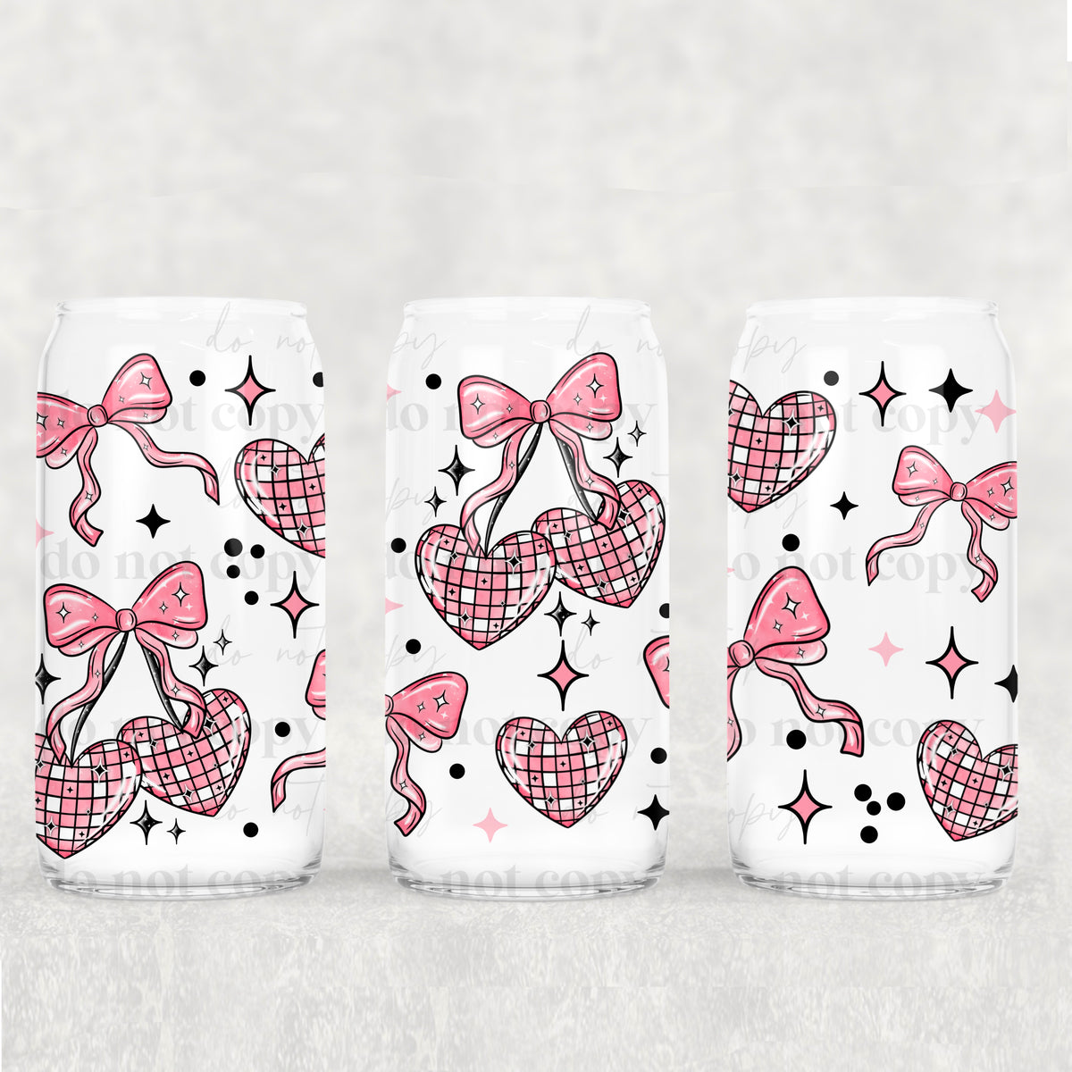 5587 disco cherry hearts with pink bows (CSC) UV DTF WRAP