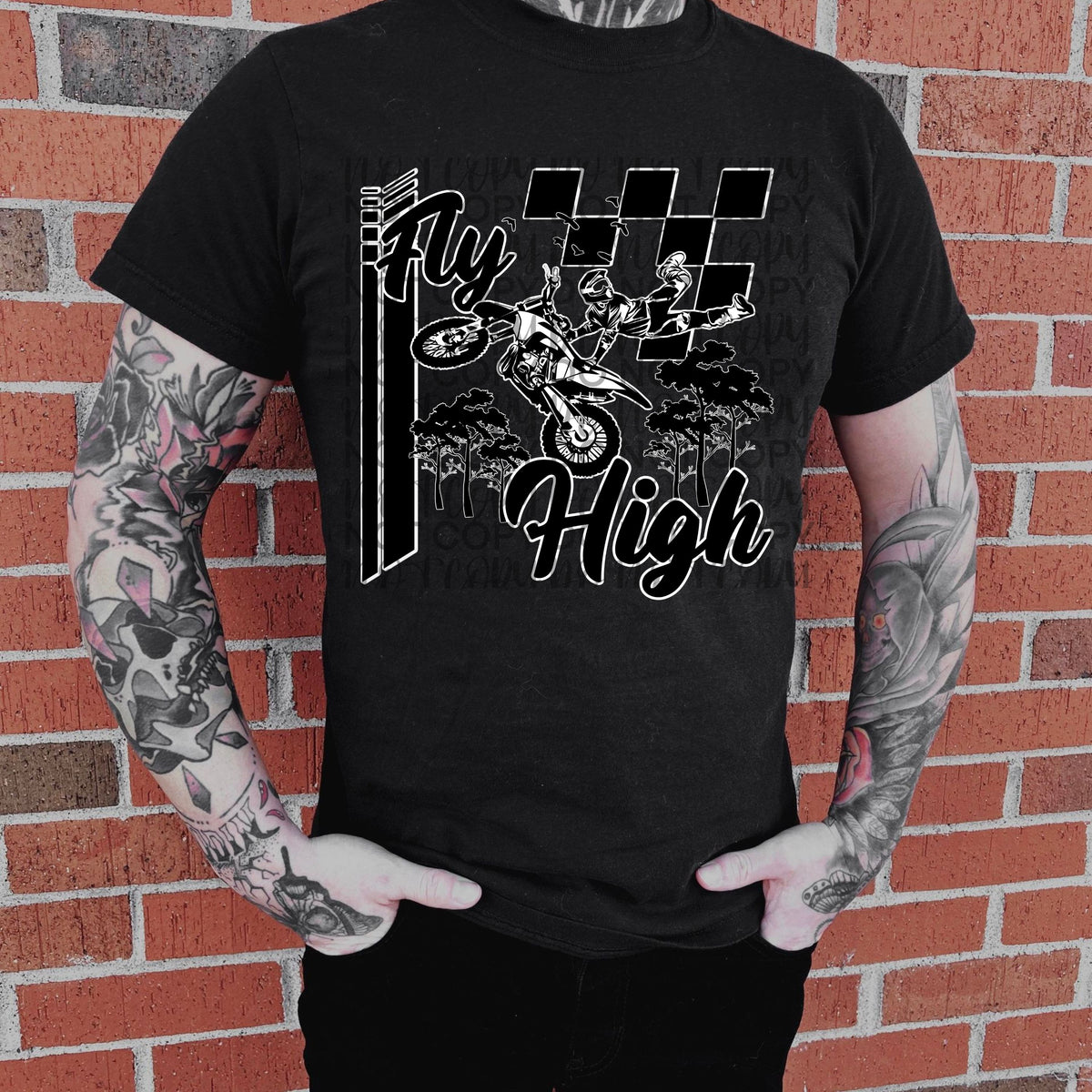 Fly High BLACK Dirt Bike (Starlight) DTF transfer