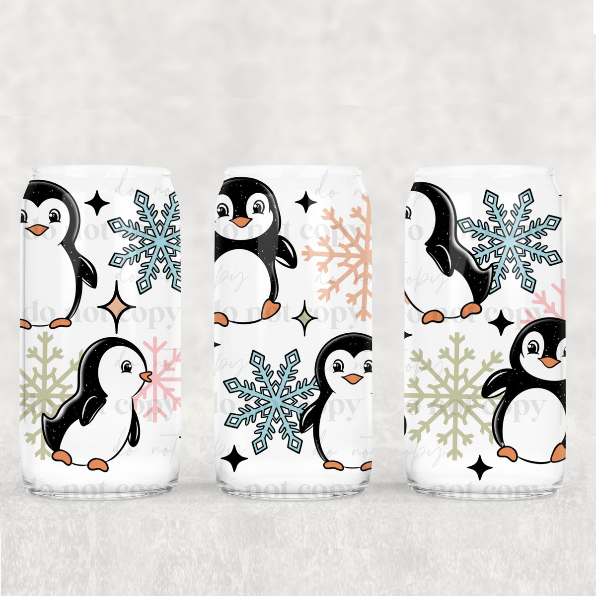5593 penguins and snowflakes (CSC) UV DTF WRAP