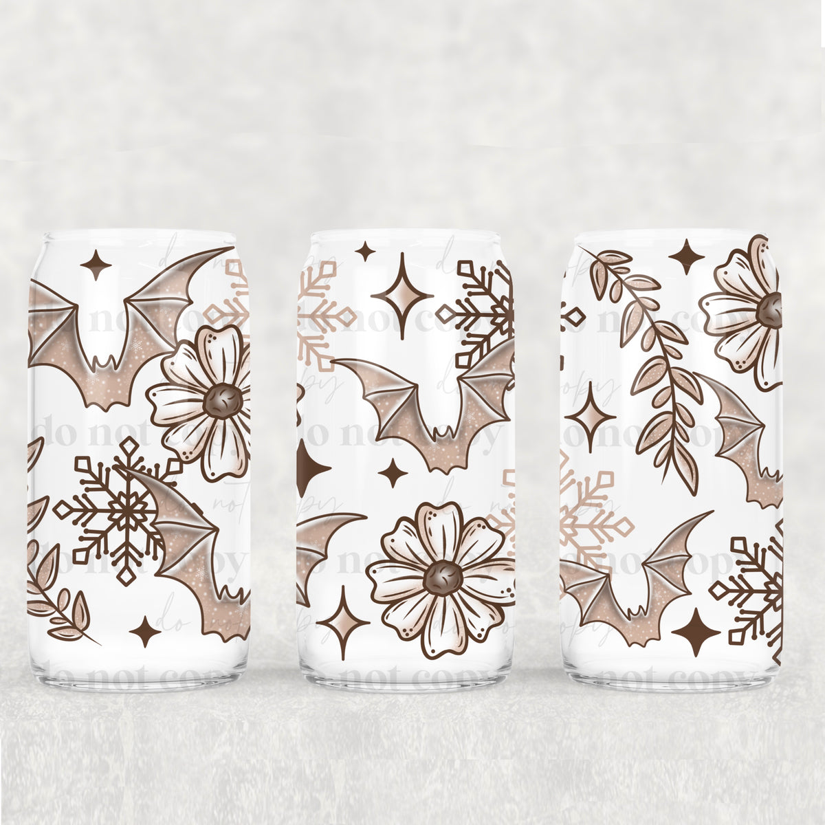 5594 beige bats and flowers (CSC) UV DTF WRAP