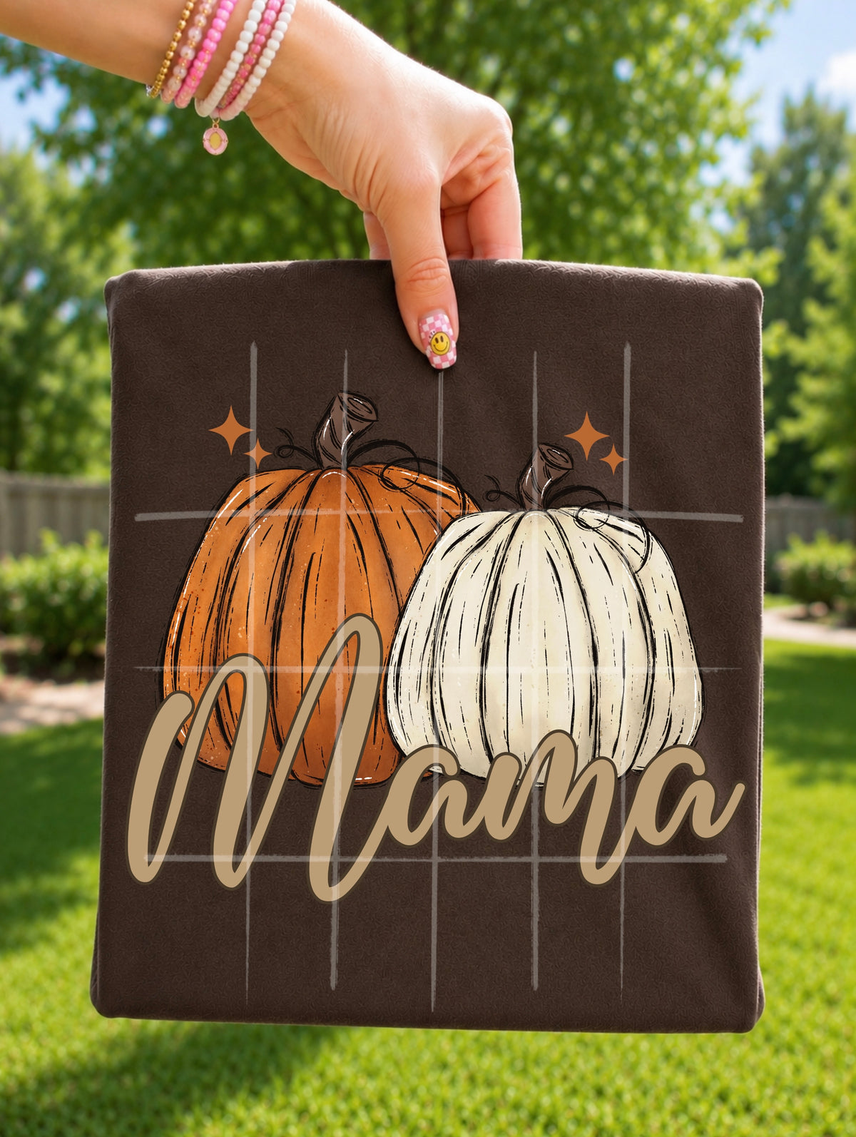 Mama orange and white pumpkins with stars (TDC) DTF Transfer