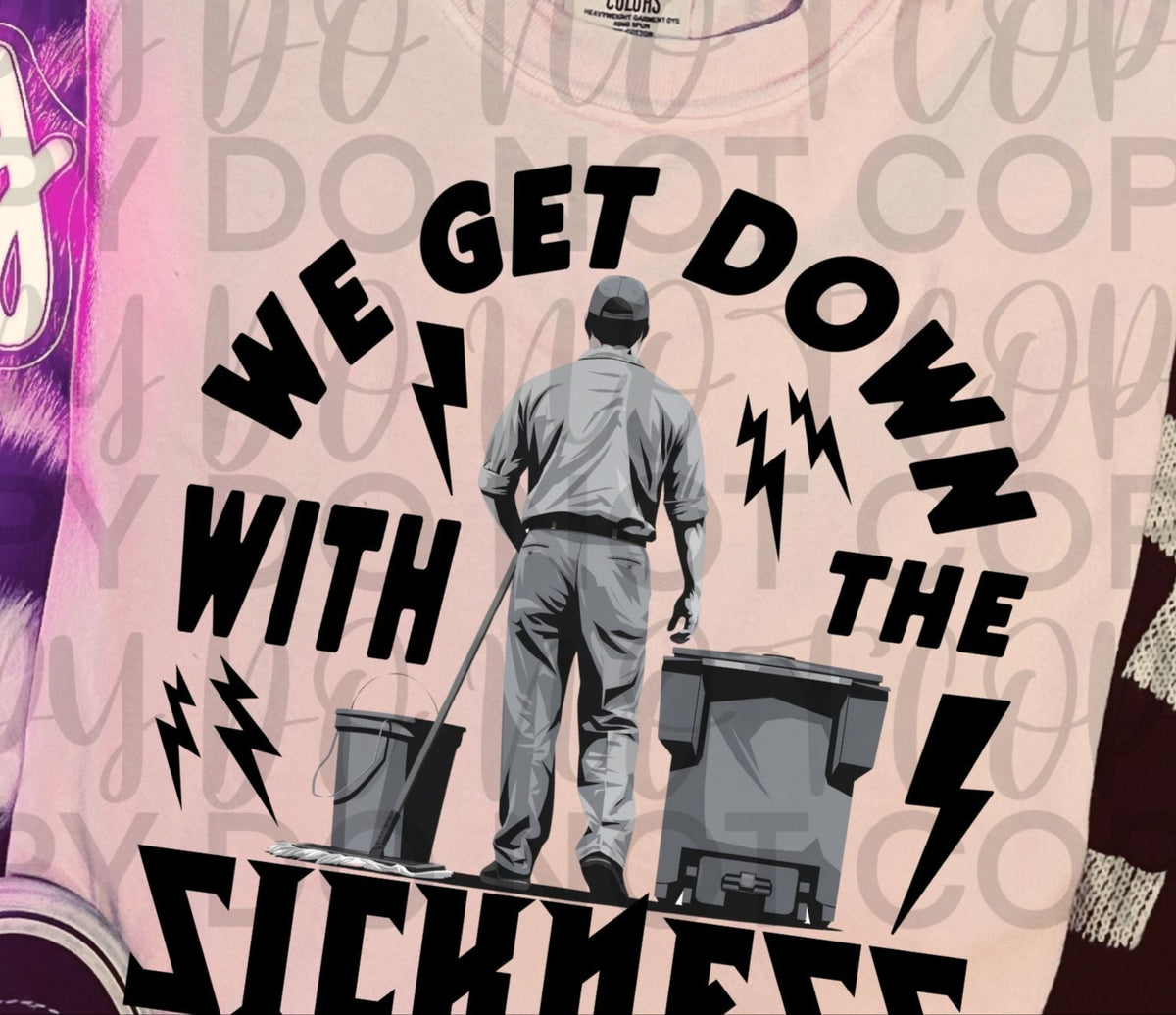 We get down with the sickness BLACK (Starlight) DTF transfer
