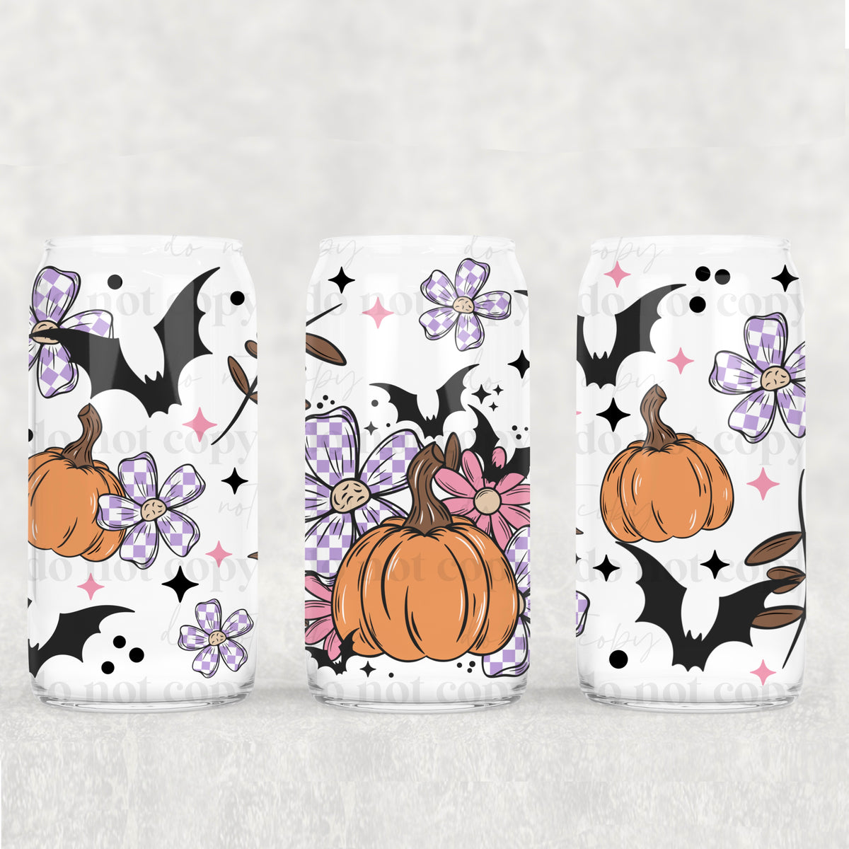 5641 purple plaid flowers (CSC) UV DTF WRAP