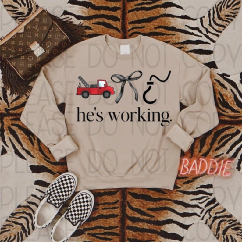 He's Working Towing Truck 83813 DTF Transfer