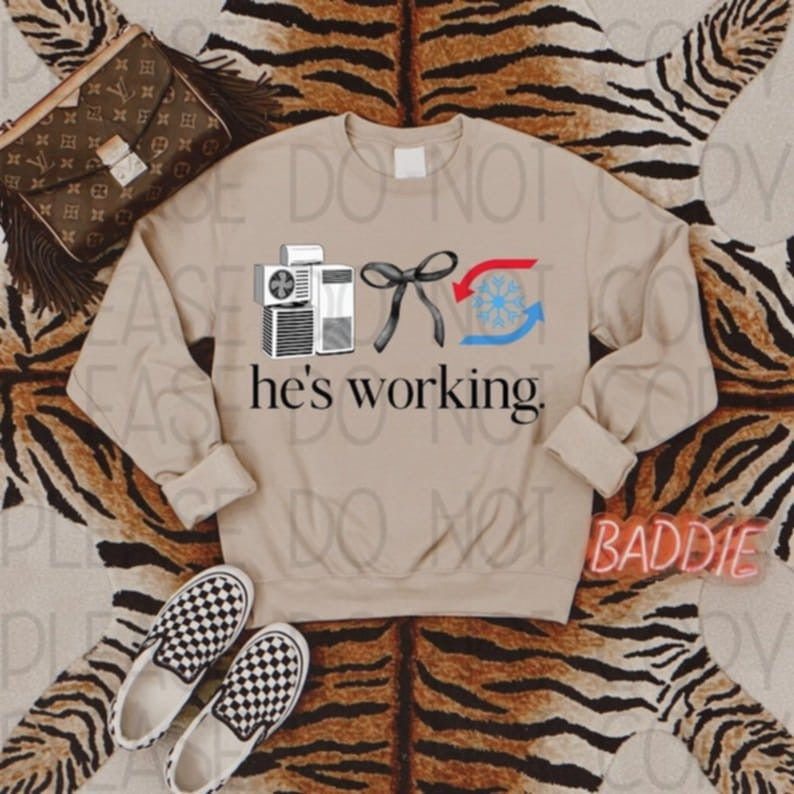 He's Working Heat an Air  83822 DTF Transfer