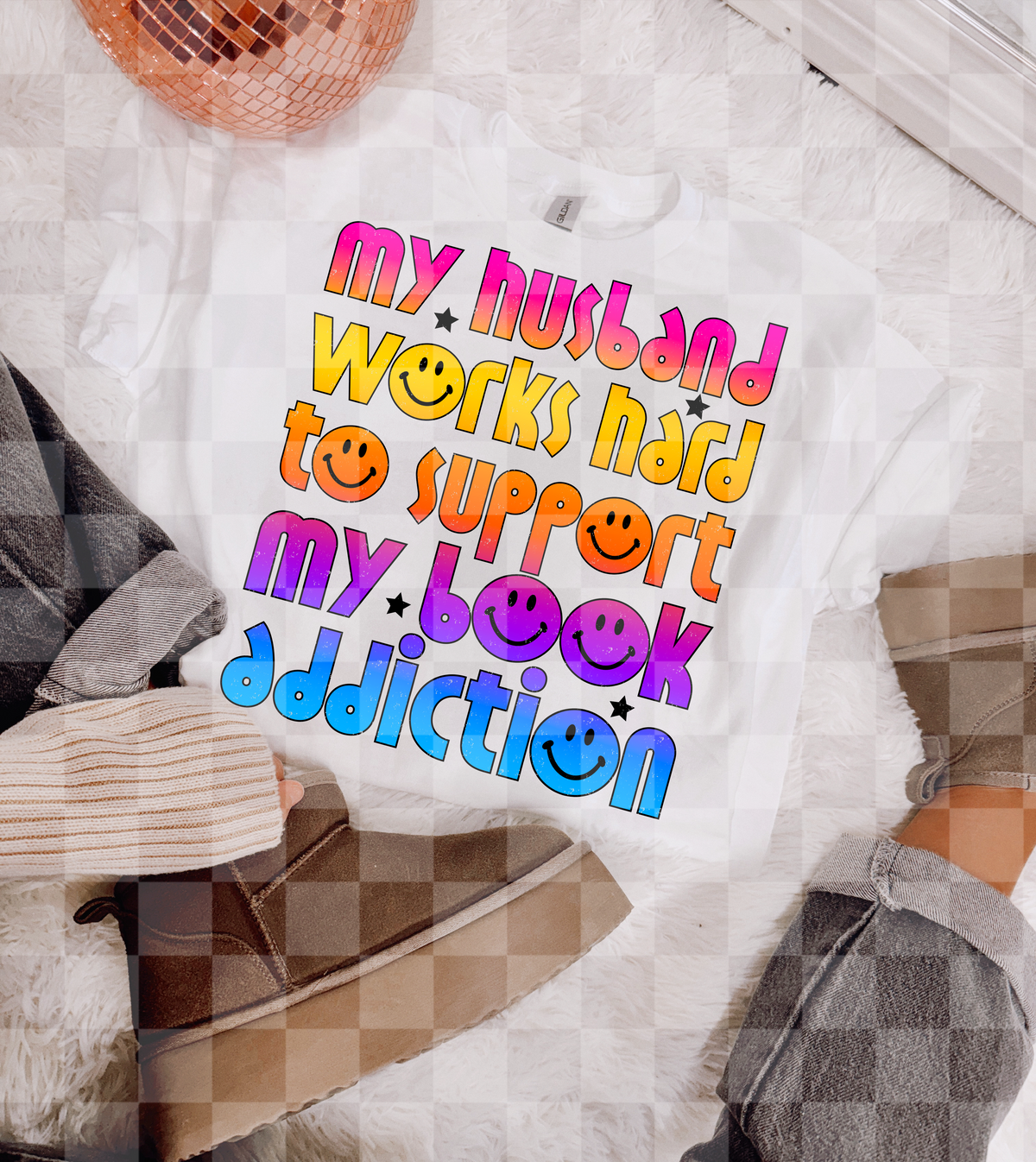 My husband works hard to support my book addiction (Lyttle) DTF Transfer