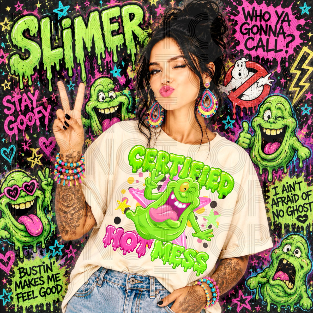 Certified hot mess green blob (Renewed) DTF Transfer