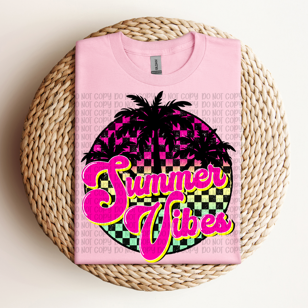Summer vibes checkered circle (VP) 102920 DTF transfer
