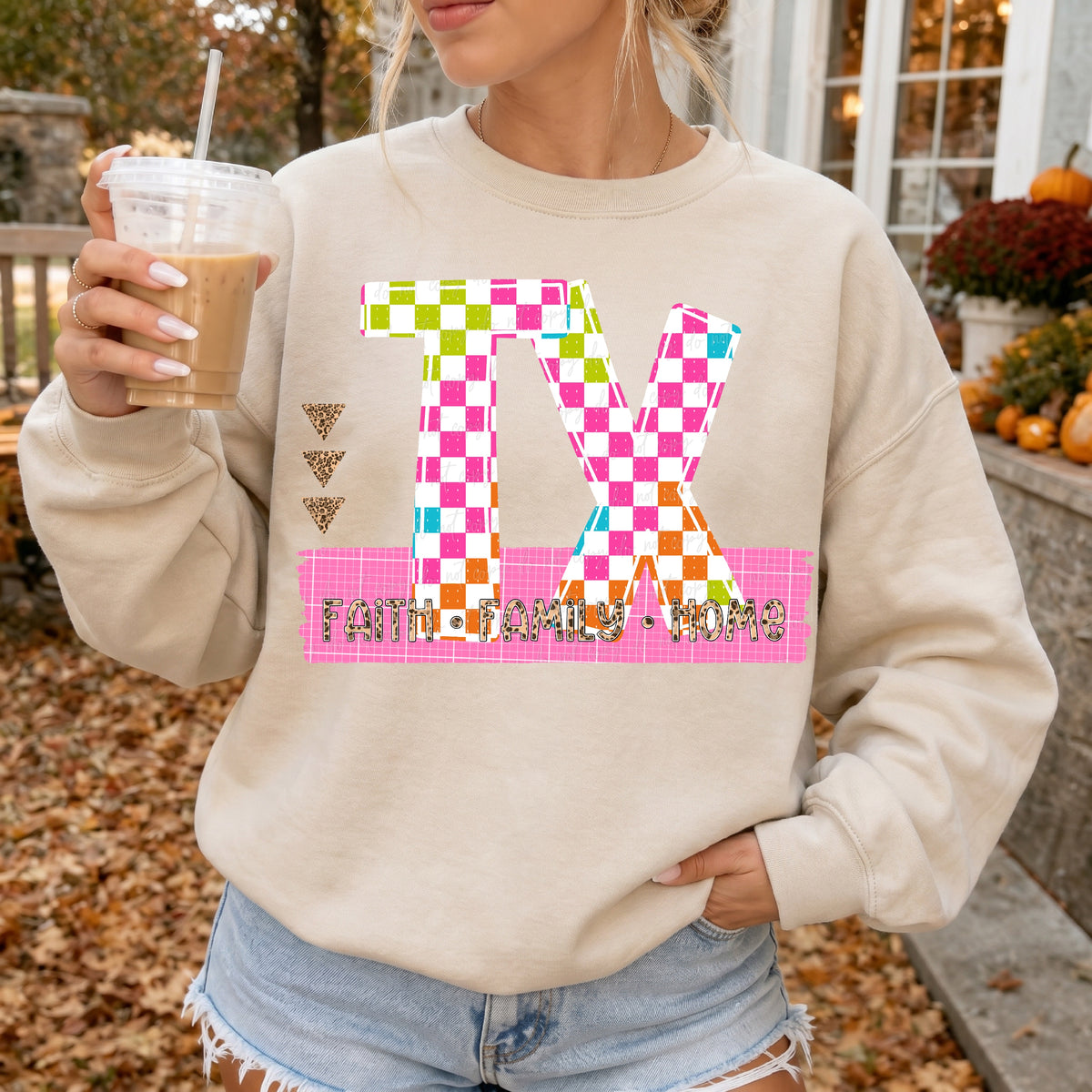 TX rainbow checks faith+family+home (virgo) DTF transfer