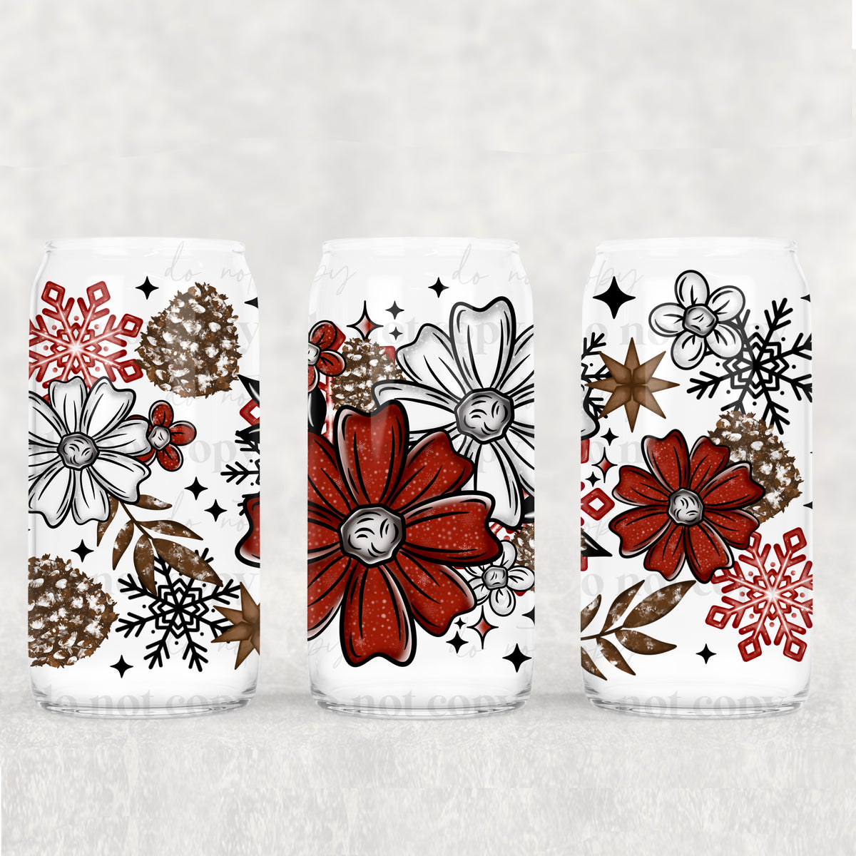 5796 red and white flowers (CSC) UV DTF WRAP