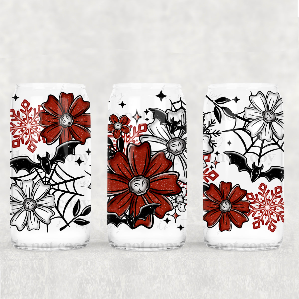 5797 red and white flowers with spider webs (CSC) UV DTF WRAP