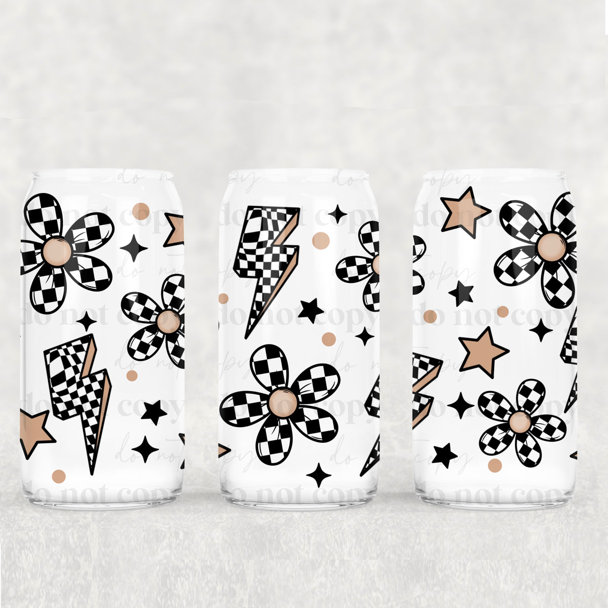 5807 checkered strikes and flowers (CSC) UV DTF WRAP