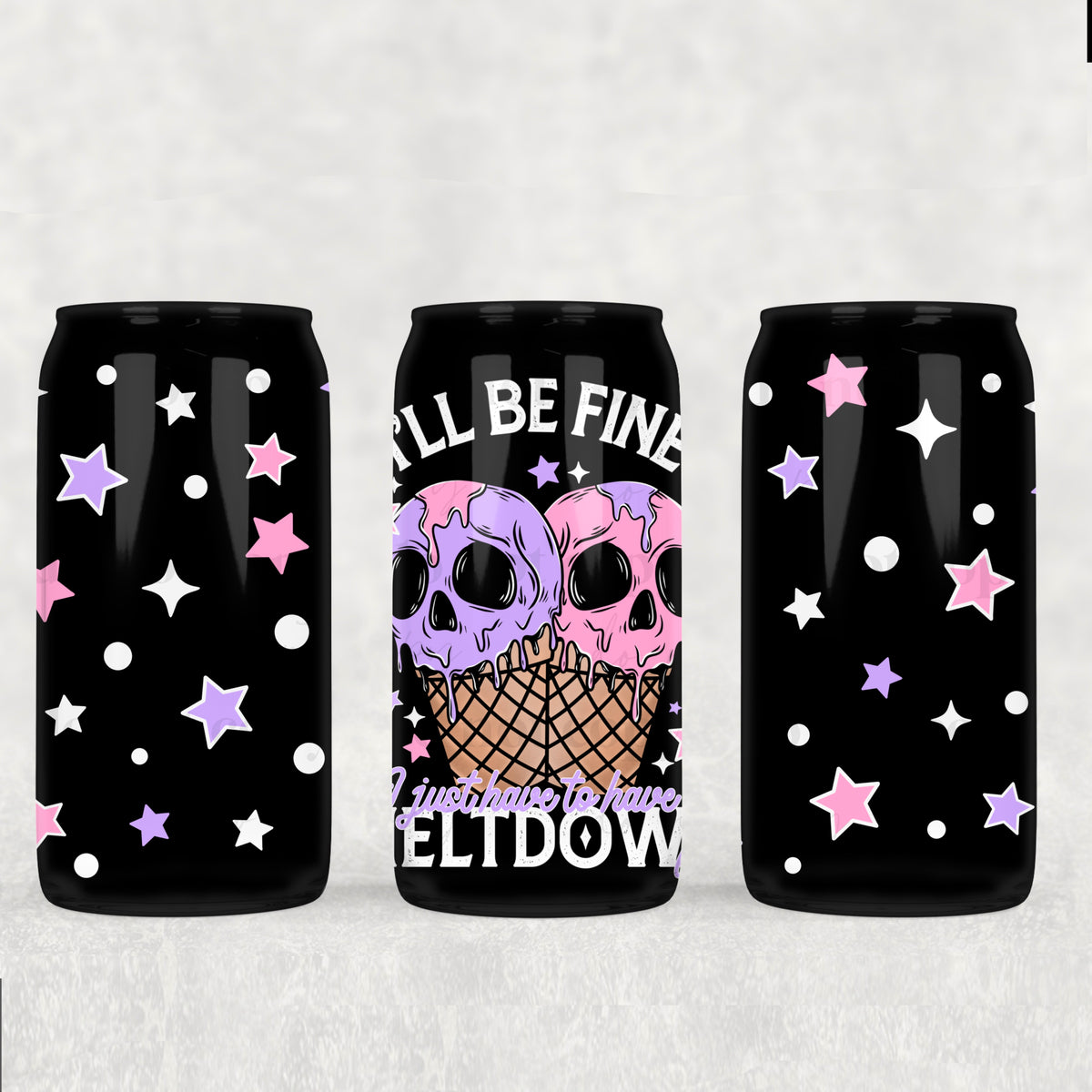 ill be fine meltdown WHITE (CSC) UV DTF WRAP