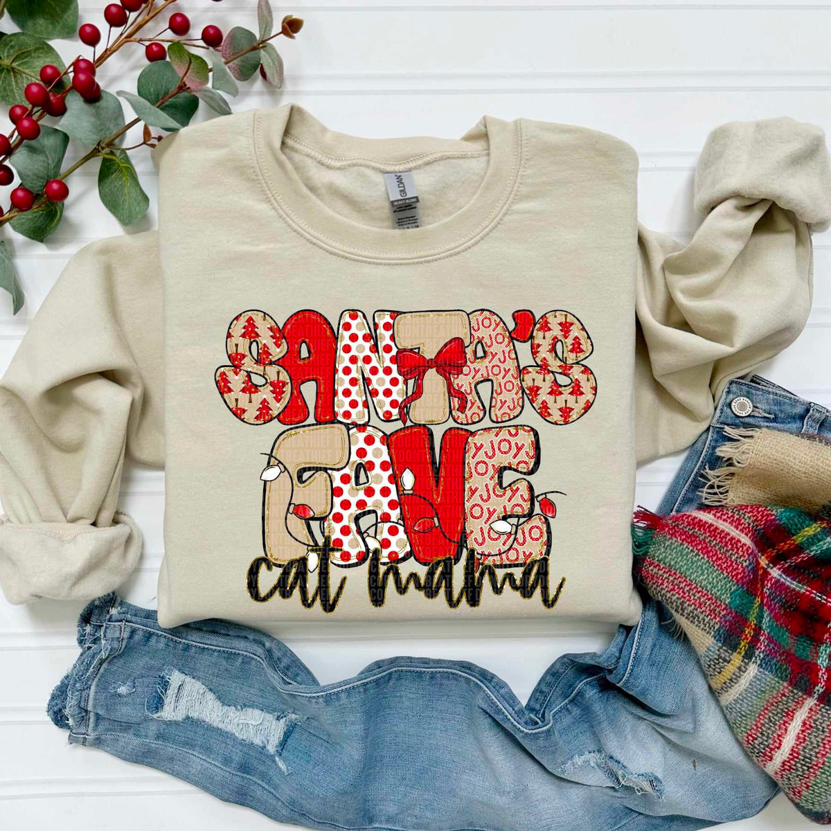 Santa's Fave cat mama (SDD) DTF Transfer