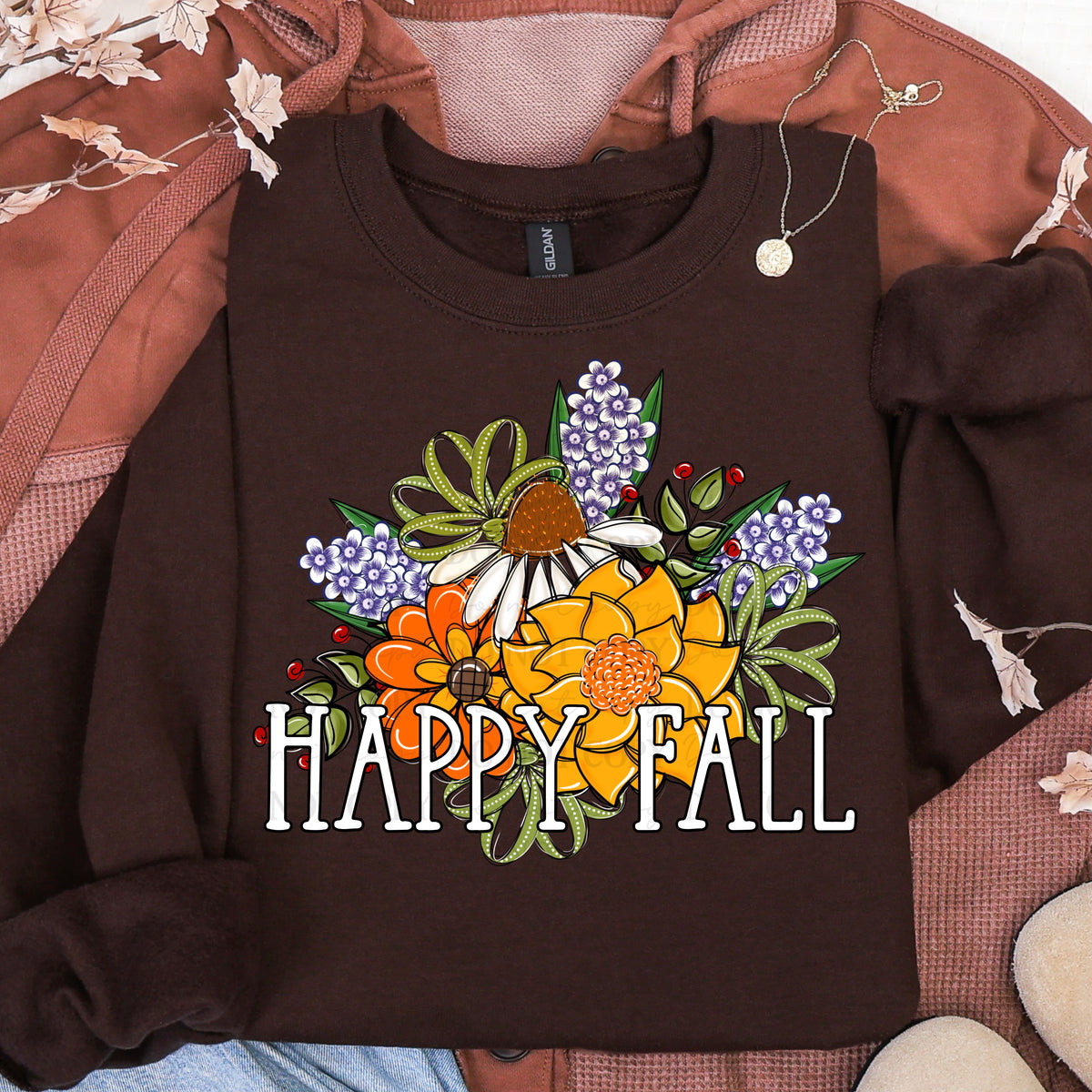 Happy fall with flowers (ABD) DTF Transfer