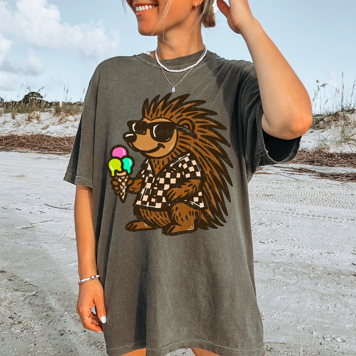 Porcupine with ice cream (MMD) 107006 DTF transfer