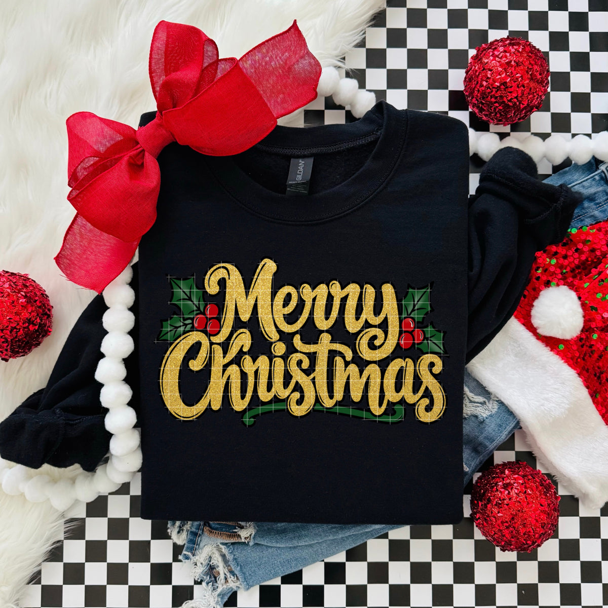 Merry Christmas gold font (DD) DTF Transfer