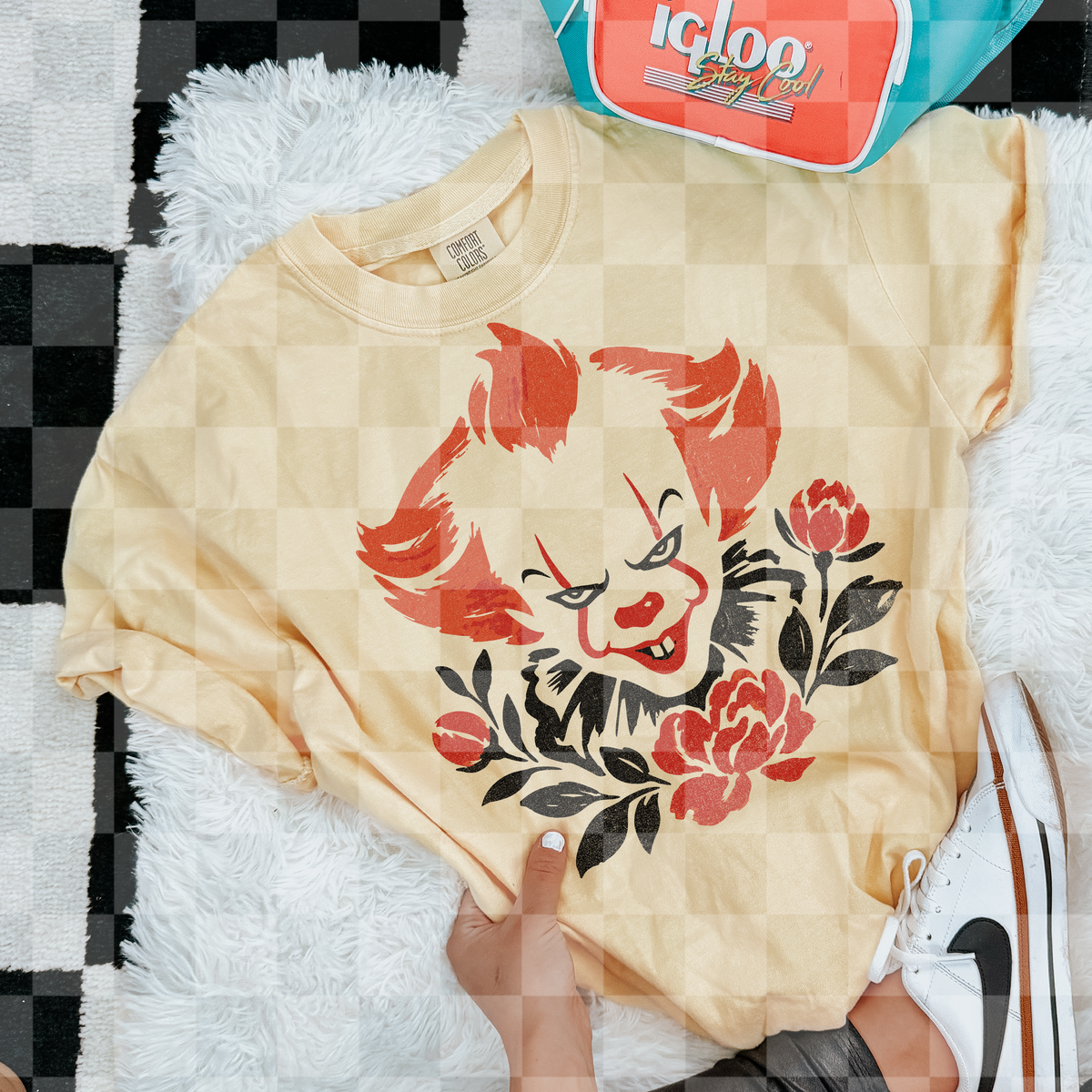 Orange hair clown floral doodle (Unhinged) DTF Transfer
