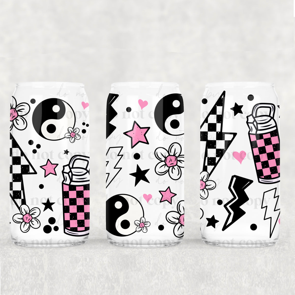 5887 black/white/pink checkered things (CSC) UV DTF WRAP