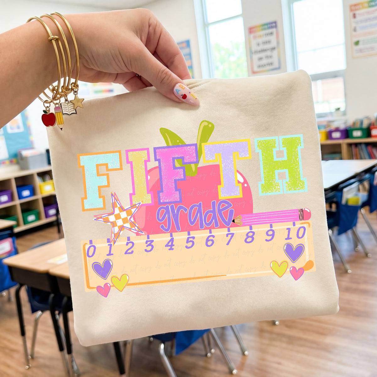 Fifth grade apple and ruler (Virgo) DTF Transfer